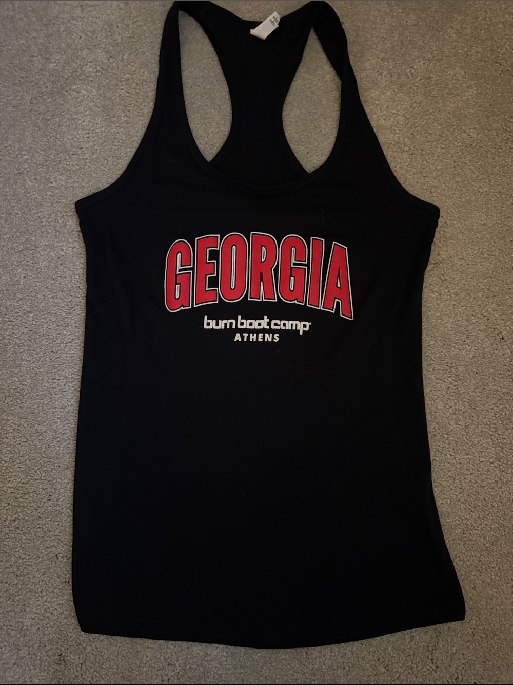 Burn Boot Camp Georgia Racerback Tank Top - Black with Red Logo S